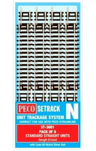 Peco N Scale ~ New 2025 ~ Standard Straight Track ~ 8 Pcs ~ 87mm Setrack ST-3001 - Picture 1 of 1