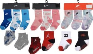 3 Pairs Nike Baby Socks Age 6-12 12-24 Months 2-4 Years  Size Grip Grippy Jordan