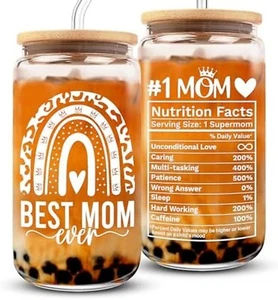 Best Mom Ever Gifts Tumbler for Women Nutrition Facts Tumbler 16 oz, Mom Coffee - Picture 1 of 9