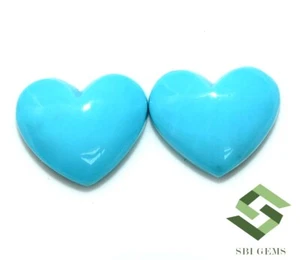 6.94 CTS Natural Sleeping Beauty Turquoise Heart Cabochon Pair 12x10 mm Gemstone - Picture 1 of 6