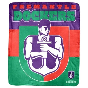 Fremantle Dockers AFL Coral Fleece Mascot Design Rug Blanket - Picture 1 of 1
