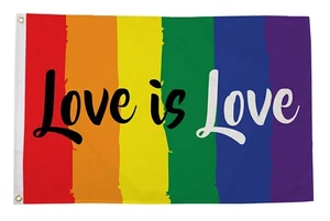 LOVE IS LOVE LGBT GAY PRIDE RAINBOW 5x3 feet FLAG 150cm x 90cm - Picture 1 of 1