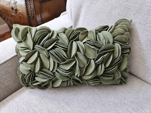 3 D Wool Decorative Green Lumbar Pillow Cover - Picture 1 of 12