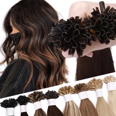 Keratin Pre Bonded Nail U Tip 100% Real Russian Human Hair Extensions Thick 150G - Image 1 of 4