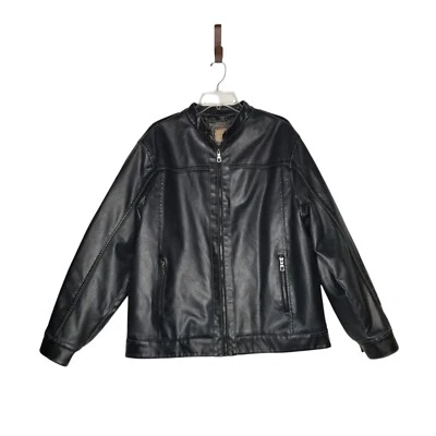 Abrigo Arizona Jean Co Hombre Grande Imitación Cuero Cremallera Moto Bombardero Café Corredor Y2K Foto 1 de 4