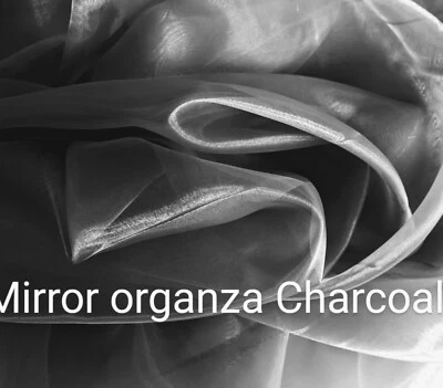 Espejo Organza Carbón 59", por yarda Brillante Organza Transparente. Muestras disponibles. Foto 1 de 4