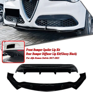 Gloss Black Front Lip Rear Diffuser Kit For Alfa Romeo Stelvio 2017-2025 - Picture 1 of 19