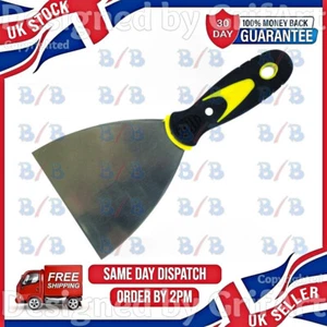 4" WIDE WALLPAPER SCRAPER FLEXIBLE METAL PAINT REMOVER BLADE DECORATOR SOFT GRIP - Picture 1 of 4