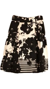 Antonio Melani Womens 2 Floral Knee Length Box Pleated A-Line Cotton Skirt - Picture 1 of 12