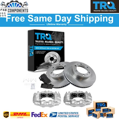 TRQ Front Brake Calipers Pads Rotors Fits For 2003-2020 Toyota 4Runner FJ Tacoma - Image 1 of 4