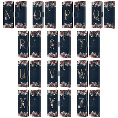 NATURE MAGICK FLORAL MONOGRAM GOLD NAVY 2 LEATHER BOOK CASE FOR ONEPLUS PHONES - Image 1 of 4