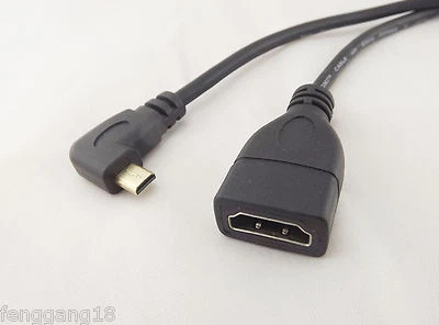 Right Angle Micro HDMI Male To HDMI Female Adapter Convertor 1080P Short Cable - Image 1 of 4