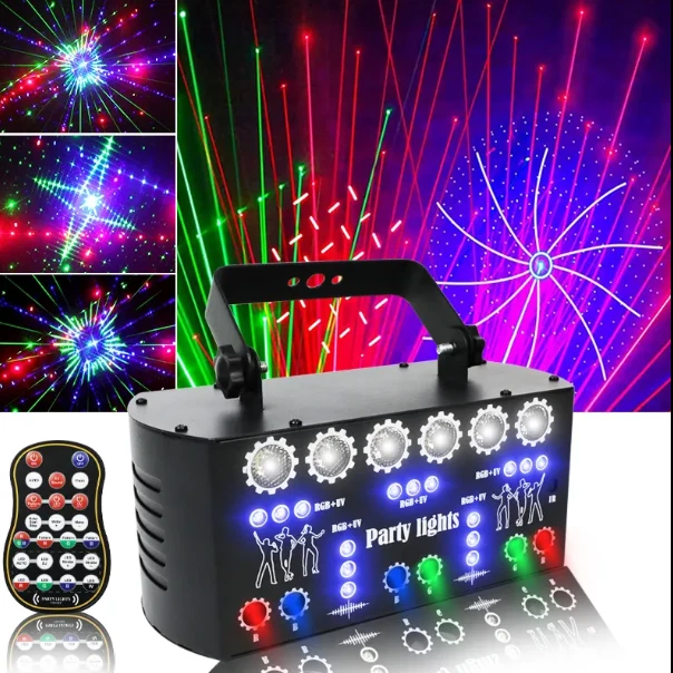 Party Lights Sound Activated Laser Gift DJ Disco Light Strobe Stage Light - Image 1 of 3