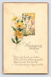 Postcard Thanksgiving Yellow Chrysanthemum Flowers Stecher 1910s Unposted - Picture 1 of 2