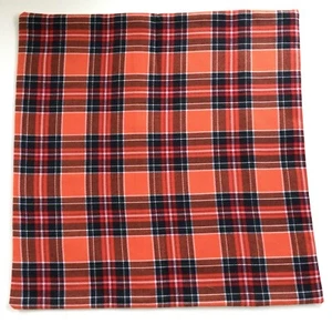 CUSHION COVER BURNT ORANGE TANGERINE CITRUS CHECK PLAID TARTAN COUNTRY EASTER NE - Picture 1 of 3