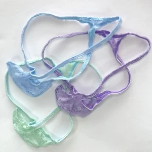 K4059 K495 Para Hombre Bolsa de Cuerdas Tanga Pene Manga T Espalda Elástica Encaje Floral - Imagen 1 de 24