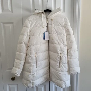 IKAZZ Women’s XL White Puffer Jacket Coat Warm Insulated with Hood NWT - Picture 1 of 10