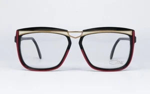 NOS VINTAGE EYEGLASSES CAZAL 171 200 BLACK RED GOLD LACQUERED WHITE SQUARE FRAME - Picture 1 of 7