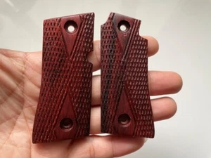 New Checkered Hardwood Grip For Colt Mustang Pocketlite .380 Handmade grips - Picture 1 of 4