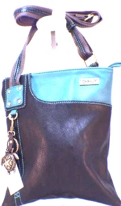 Chala Handtasche Leder XBody Umhängetasche Swing Bag Schildkröte schwarz - Bild 1 von 7