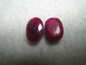 Ruby Oval Facet Gemstone Pair Lot Of 2 India 9 Carats Total - Picture 1 of 24