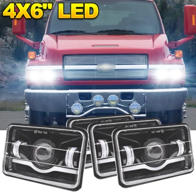 4PCS 4x6" LED headlights Sealed Hi-Lo For Chevrolet C4500 C5500 Kodiak 2003-2009 - Image 1 of 4