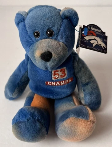 Vintage Denver Broncos Bill Romanowski #53 Plush Teddy Bear Super Bowl Cover