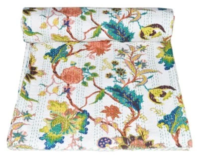 Colcha india hecha a mano vintage Kantha manta de algodón Gudri Queen^ Foto 1 de 4