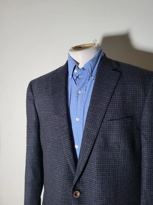 Austin Reed 42L Blue Black Brown Check Tweed Wool sport coat Jacket blazer - Image 1 of 4