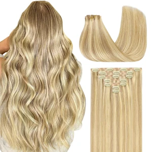 Clip in Hair Extensions Real Human Hair, Remy Human Hair Extensions Clip Ins for - Picture 1 of 12