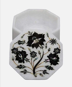 Handmade Marble Box | Dressing Table Decor Trinket Box | Gemstone Keepsake Box - Picture 1 of 6