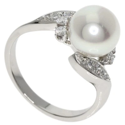 Anillo MIKIMOTO Perla Akoya Diamante Platino PT950 Damas [Usado] Foto 1 de 4
