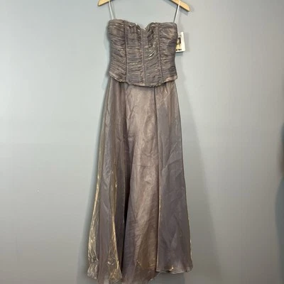 Vtg Jessica McClintock Cache SZ 4 Iridescent Champagne Prom Dress Ball Gown NWT - Image 1 of 4