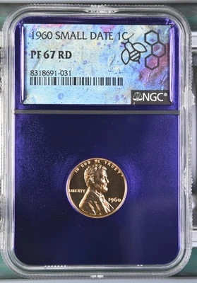 1960 Small Date Lincoln Memorial Cent 1C NGC PF 67 RD TraderBea Purple Core - Image 1 of 2