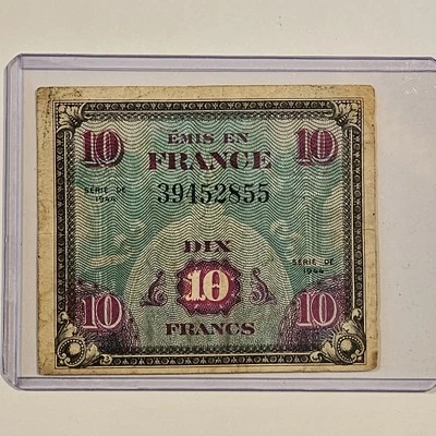 Billete de 10 francos de Francia 1944 moneda circulada buen estado  Foto 1 de 2