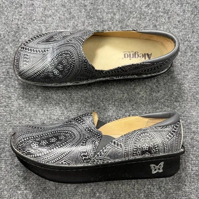 Alegria Shoes Womens Size 9.5 Black Gray Paisley Debra Slip On Nursing Clogs - Image 1 of 4