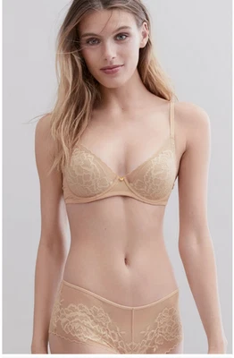 NATORI ~ New! NWT Size XL ~ Nude FLORA ROSE Mesh Cheey Boyshorts Panties c38 - Image 1 of 3