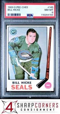 1969 O-PEE-CHEE #145 BILL HICKE SEALS PSA 8 - Image 1 of 2