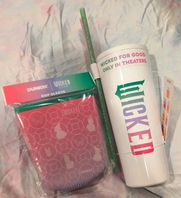 Wicked x Dunkin Tumbler W/ Pink Sleeve. Brand New Limited Edition - Image 1 of 2
