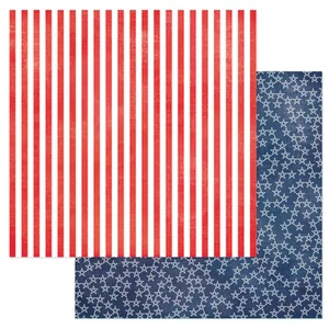 Flags And Frills Double-Sided Cardstock 12"X12"-Stars And Stripes - 25 Pack - Picture 1 of 1