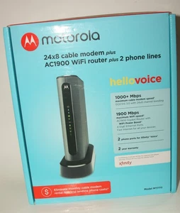 Motorola 24x8 Cable Modem Plus AC1900 Wifi Router Plus 2 Phone Lines for Xfinity - Picture 1 of 7
