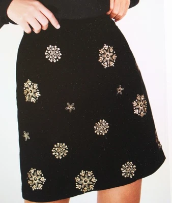 Black Monsoon Lynne Snowflake Embroidered Velvet Skirt - size 20 - New - Image 1 of 4