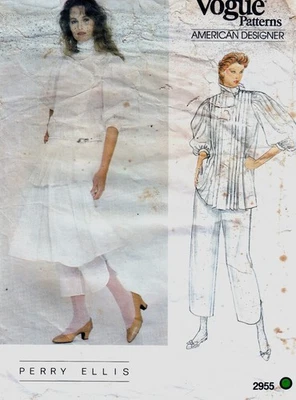Vogue 2955 Perry Ellis 80s pattern size 10 top, skirt and pants - Image 1 of 2