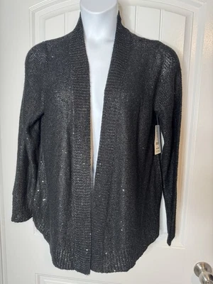 Cardigã novo com etiquetas branco lantejoulas de veado frente aberta L (12-14) poliéster/acrílico/metálico - Imagem 1 de 4