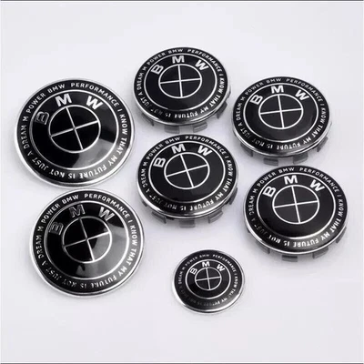 7Pcs 82mm 74mm 56mm 45mm B-M-W 50th Anniversary Wheel Emblem Rim HubCaps Badges - Image 1 of 4