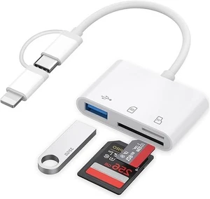 SD Card Reader for iPhone iPad, USB C SD Card Reader with Micro SD & SD Dual - Picture 1 of 7