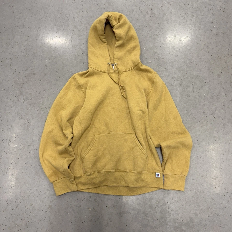 Sudadera con Capucha Deportiva Russell Años 90 De Colección Marrón Mostaza Pequeña Hecha en EE. UU. Foto 1 de 4