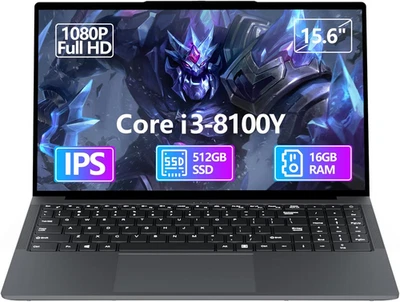 15,6 Pollici Portatile PC Core I3-8100Y 16GB RAM 512GB SSD, Computer Portatile F - Immagine 1 di 4