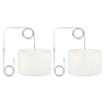 Plug in Pendant Light, 2 Pack 15Ft Rope Cord Hanging Lamp Fixture Beige White - Image 1 of 4