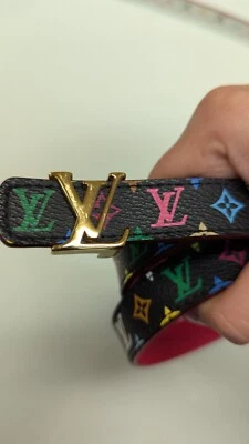 Louis Vuitton Multicolor Negro Murakami Cinturón Ajustado LV Hebilla Dorada Talla 80  Foto 1 de 4
